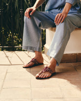 Cotton Bandana & Leather Thongs Sandals |