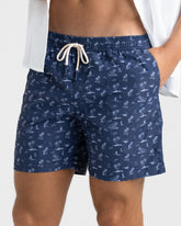 Stone Washed Printed Nylon Swim Shorts |