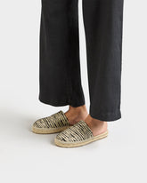 Raffia Zebra Chunky Mules |