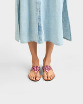 Cotton Bandana & Leather Thongs Sandals |
