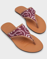 Cotton Bandana & Leather Thongs Sandals |