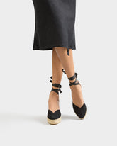 Suede Heart-Shaped Wedge Espadrilles |