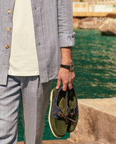 Swan Suede & Denim Boat Shoes |