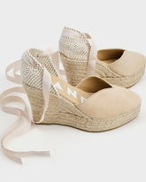 Espadrillas con Zeppa e Scollo a Cuore in Pelle Scamosciata |