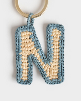 Portachiavi Lettera N in Raffia Naturale |