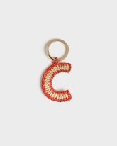 Natural Raffia Letter C Charm Keyring |