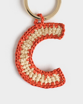 Natural Raffia Letter C Charm Keyring |
