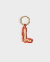 Natural Raffia Letter L Charm Keyring |