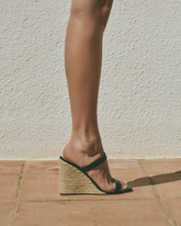 Espadrillas Mule con Zeppa in Pelle |