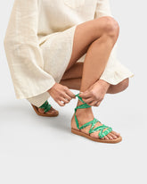 Eva And Cotton Bandana Tie-Up Swim Sandals |