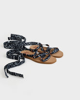 Eva And Cotton Bandana Tie-Up Sandals |