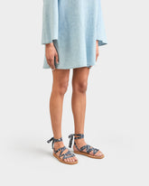 Eva And Cotton Bandana Tie-Up Sandals |