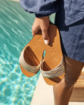 Leather Multi Stripes Band Sandals |