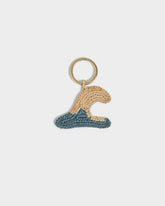 Natural Raffia Wave Charm Keyring |
