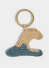 Natural Raffia Wave Charm Keyring |