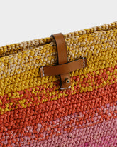 Pochette Kaia in Raffia Multicolor e Pelle Marrone |