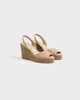Espadrillas con Zeppa in Pelle Scamosciata con Cinturino |
