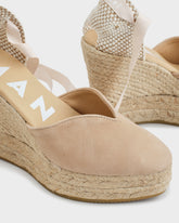 Espadrillas con Zeppa e Scollo a Cuore in Pelle Scamosciata |