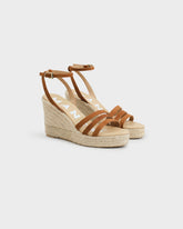 Espadrillas con Zeppa a Tre Fasce in Soft Suede |