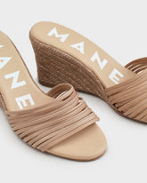 Espadrillas Mule con Zeppa e Fasce Multiple in Pelle |