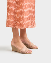 Espadrillas Mule con Zeppa e Fasce Multiple in Pelle |
