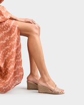 Espadrillas Mule con Zeppa e Fasce Multiple in Pelle |