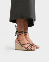 Espadrillas con Zeppa Bassa in Pelle con Lacci |