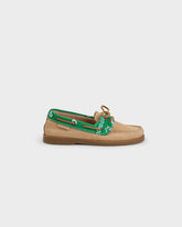 Suede And Cotton Bandana Boat-Shoes |