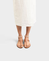 Leather Thongs Sandals With Shell Anklet |