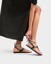 Leather Thongs Sandals With Shell Anklet |