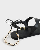 Leather Thongs Sandals With Shell Anklet |