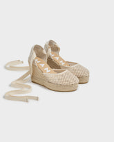 Cotton Net Wedge Espadrilles |