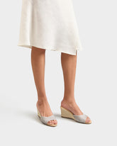 Metallic Weaving Mule Wedge Espadrilles |
