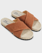 Coarse Woven Canvas Crossed Bands Sandals |