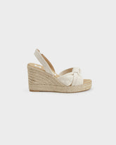 Recycled Cotton Mini Bouclé Wedge Espadrilles With Knot |