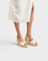 Recycled Cotton Mini Bouclé Wedge Espadrilles With Knot |