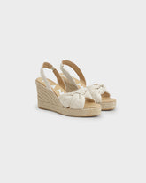 Recycled Cotton Mini Bouclé Wedge Espadrilles With Knot |