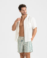 Printed Macro Stripes Swim Shorts - Men's Swimwear | 