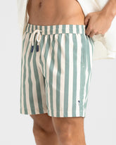 Printed Macro Stripes Swim Shorts - Men's Swimwear | 
