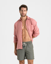 Recycled Polyester And Linen Blend Swim Shorts - Plain Swimshorts | 