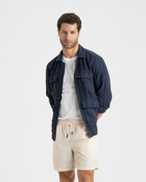 Recycled Polyester And Linen Blend Swim Shorts - Plain Swimshorts | 