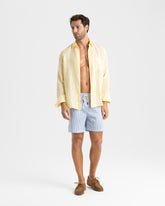 Recycled Polyester And Linen Blend Swim Shorts | 