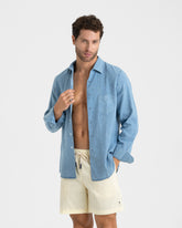 Recycled Polyester And Linen Blend Swim Shorts - Men's Swimwear | 