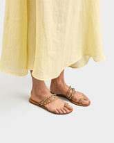 Leather & Beads Toe Ring Sandals - Women’s Sandals | 