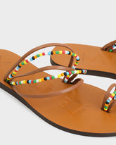 Leather & Beads Toe Ring Sandals | 