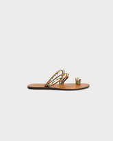 Leather & Beads Toe Ring Sandals - Women’s Sandals | 
