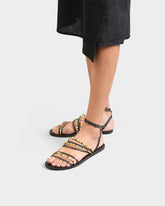 Leather & Beads Ankle Strap Sandals - Women’s Sandals | 