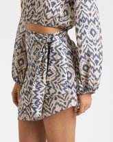 Printed Linen Azul Skirt - Women’s Skirts | 