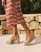 Suede Slingback Wedge Espadrilles - M11WC - Hamptons Champagne Beige | 