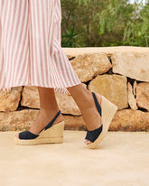 Suede Slingback Wedge Espadrilles – Patriot Blue | Manebí | 
